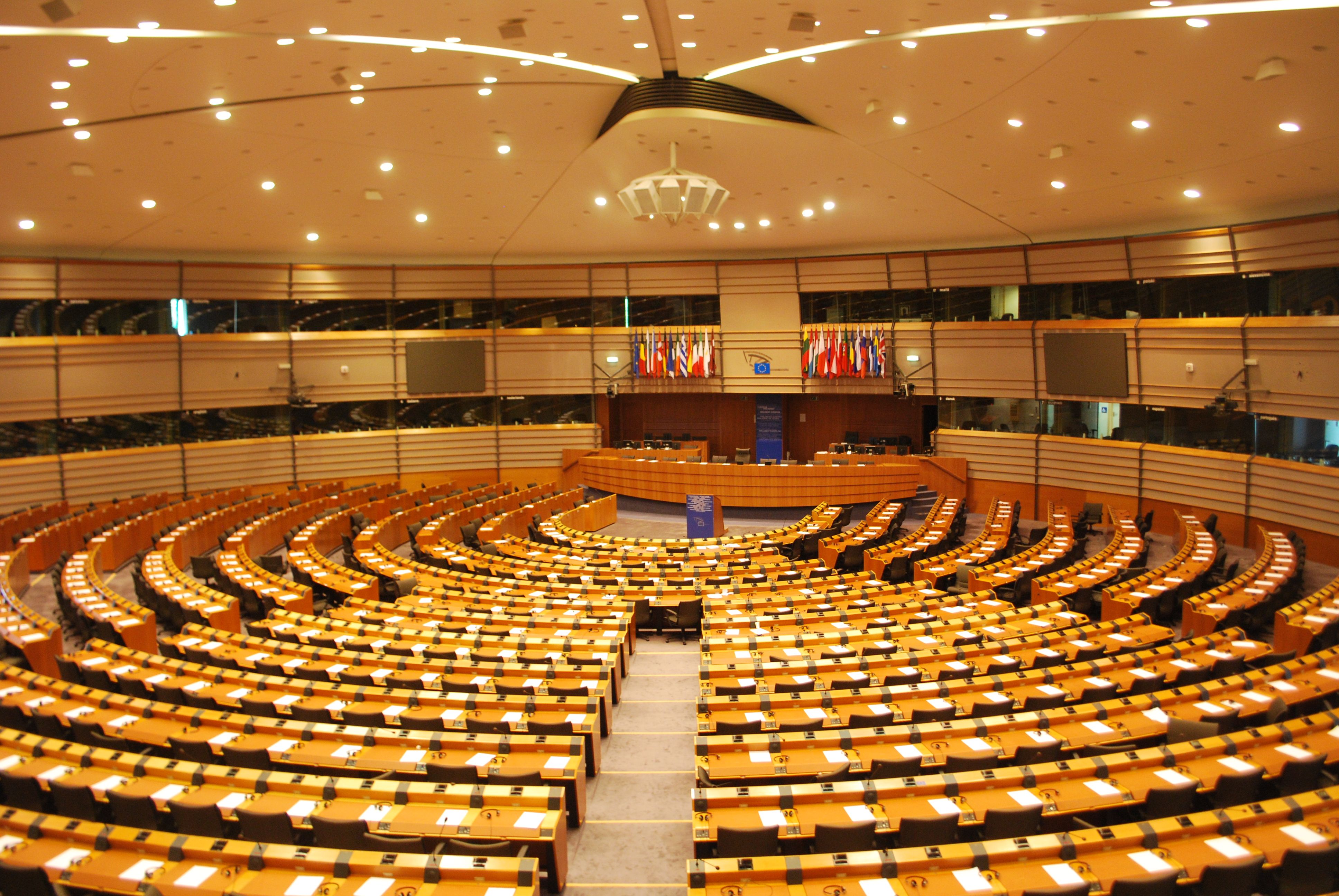 Emiciclo del Parlamento Europeo, aula delle sedute plenarie e dei dibattiti