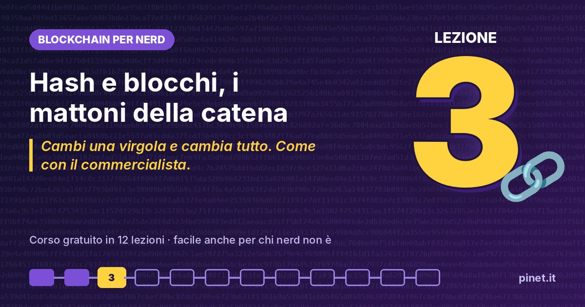 Blockchain per nerd, copertina della lezione 3